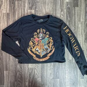 Harry Potter Hogwarts Crest Black Long Sleeve Shirt XL Hybrid Official Wizarding